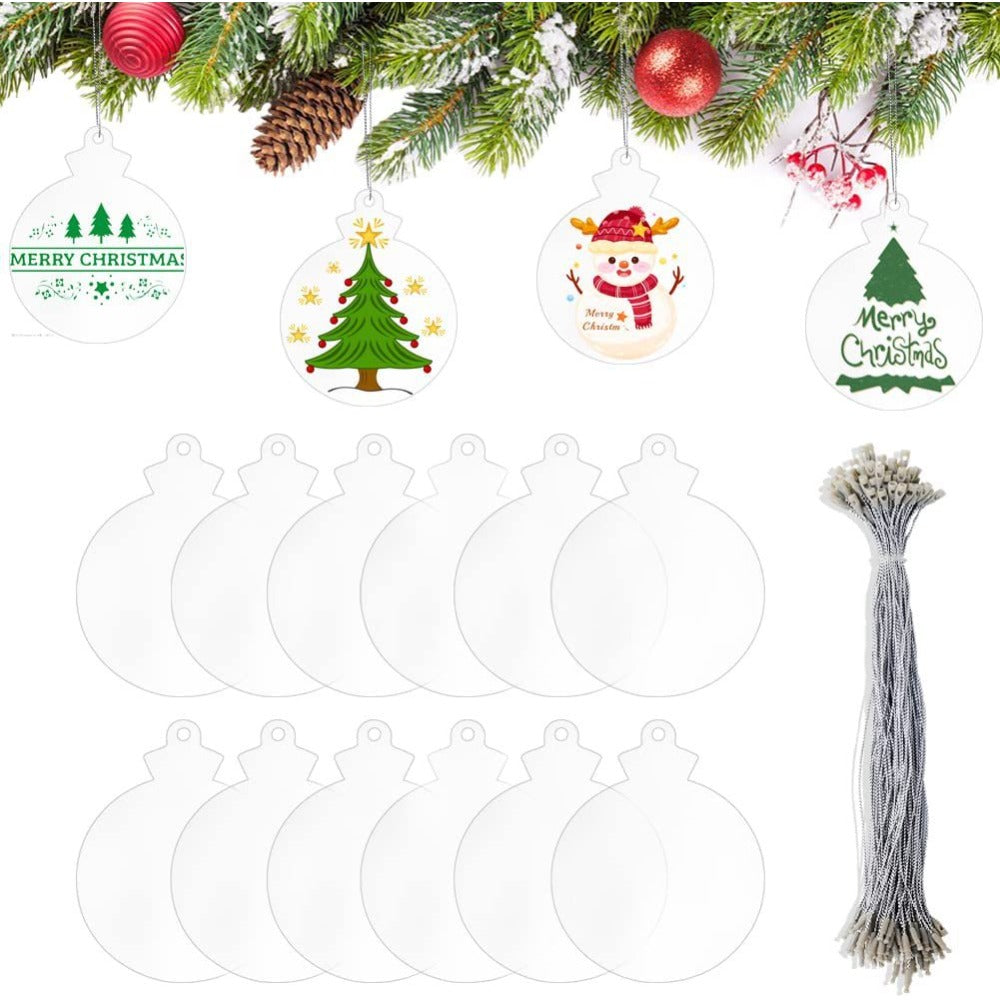 Wholesale 2pcs Christmas Clear Acrylic Round Blank Listing DIY Decorative Blank Disc
