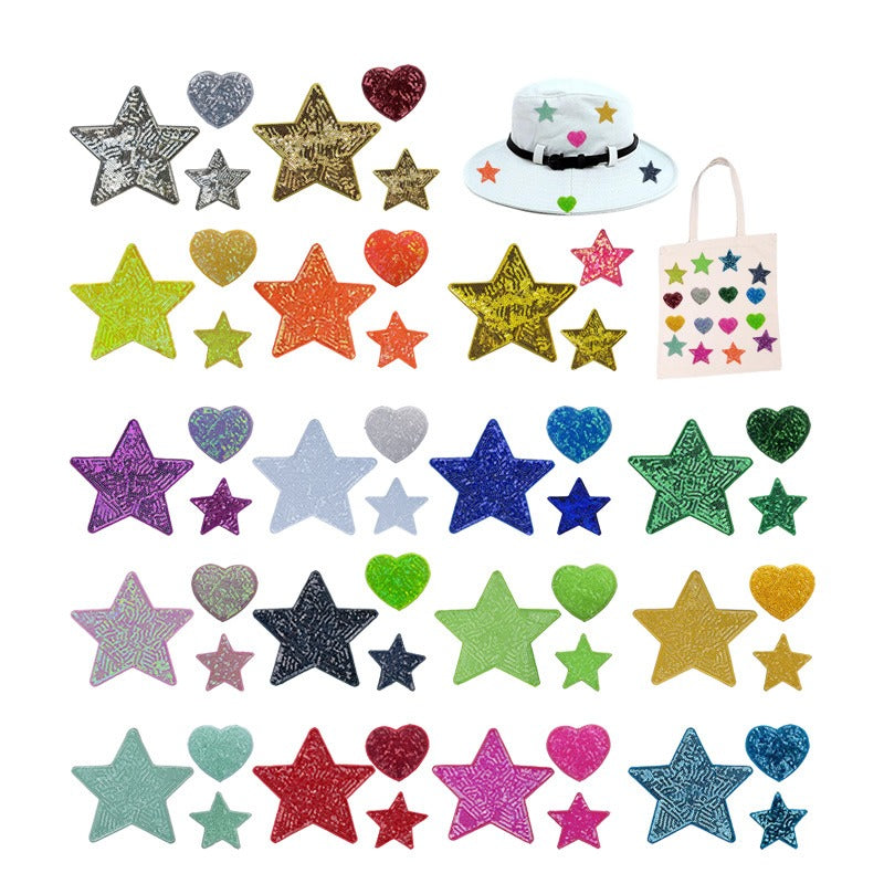 Wholesale Love Star Towel Embroidered Bead Sequin Cloth Stickers Badge Chest Badge Patch FS