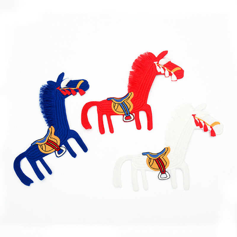 Wholesale Computer Embroidered Blue Tasseled Horse Patch For Everyday Wear And Home Decor
