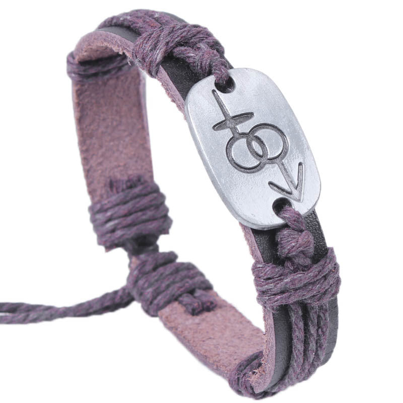 Wholesale Cowhide Cross Alloy Bracelet