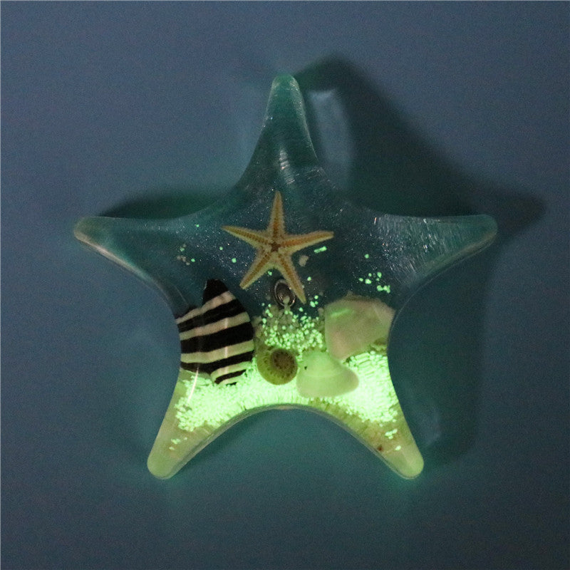 Mayorista 6pcs/paquete de resina epoxi micro paisajismo llavero estrella de mar