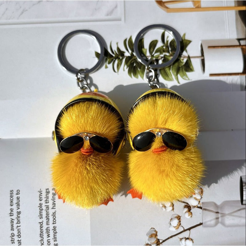 Wholesale Mini Yellow Duck Fur Keychains
