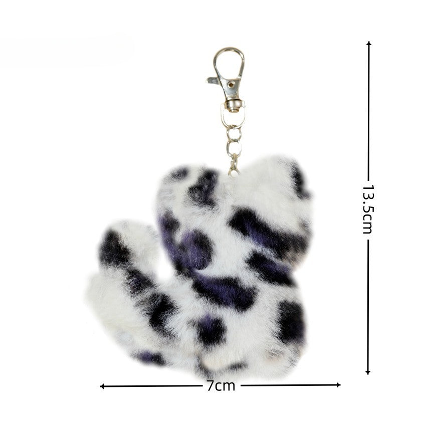 Wholesale Leopard Patterned Kitten Fur Ball Keychain