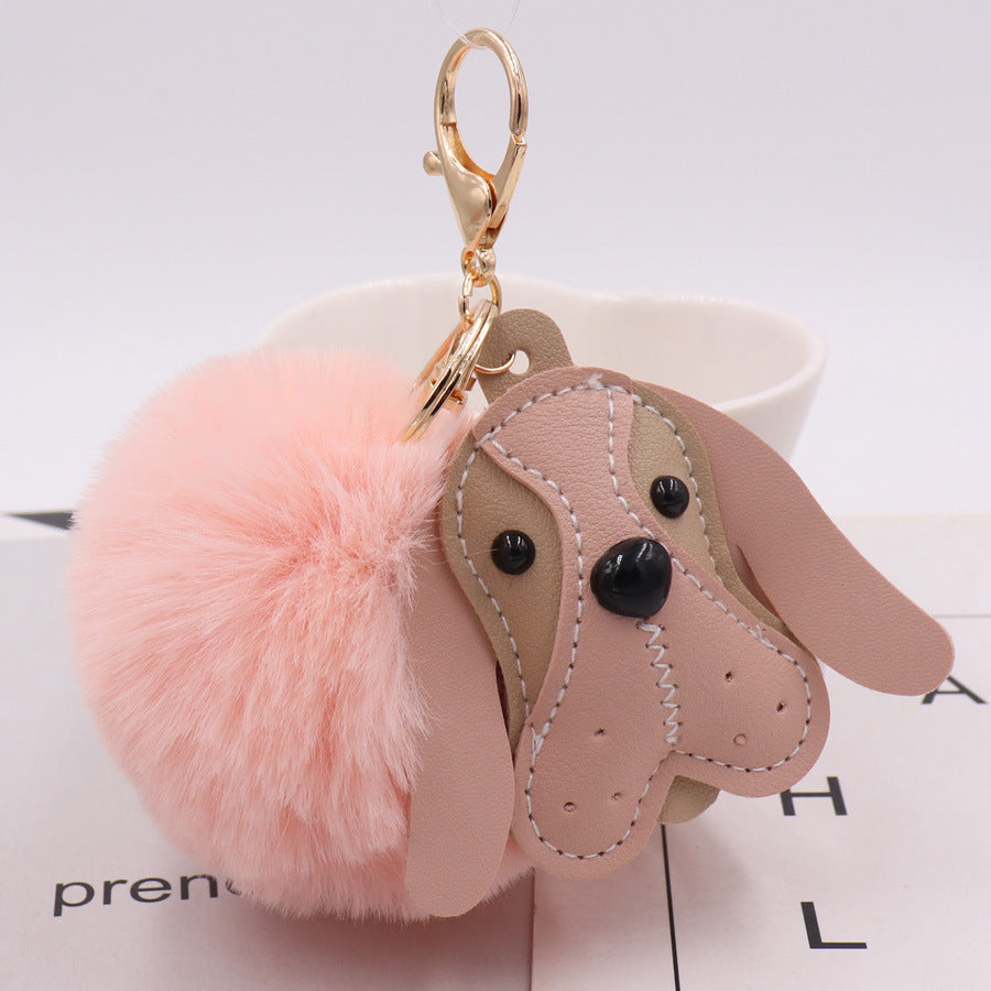 Wholesale PU Leather Puppy Plush Keychains