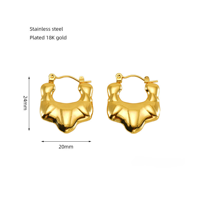 Wholesale Stainless Steel Plated 18K Gold Hollow Heart Earrings