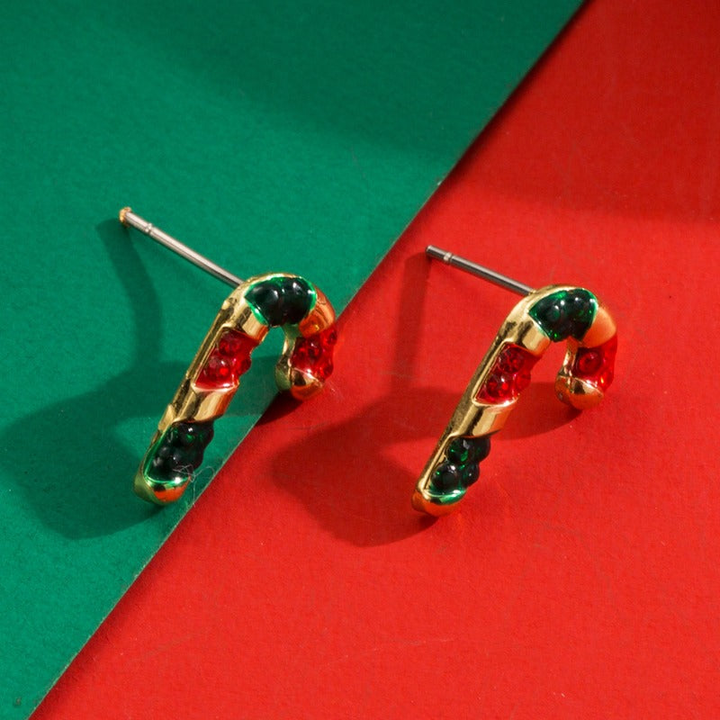 Wholesale Christmas Fashion Elk Christmas Tree Diamond Inlaid Three-dimensional Cartoon Holiday Earrings