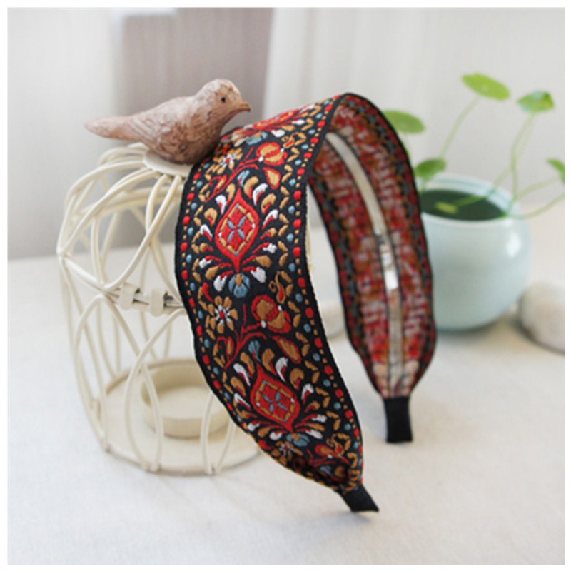 Wholesale Bohemian Ethnic Style Embroidered Fabric Headband