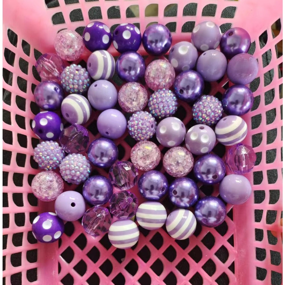 Wholesale 50pcs 20mm Acrylic Purple Series Assorted Mixed Color Beads