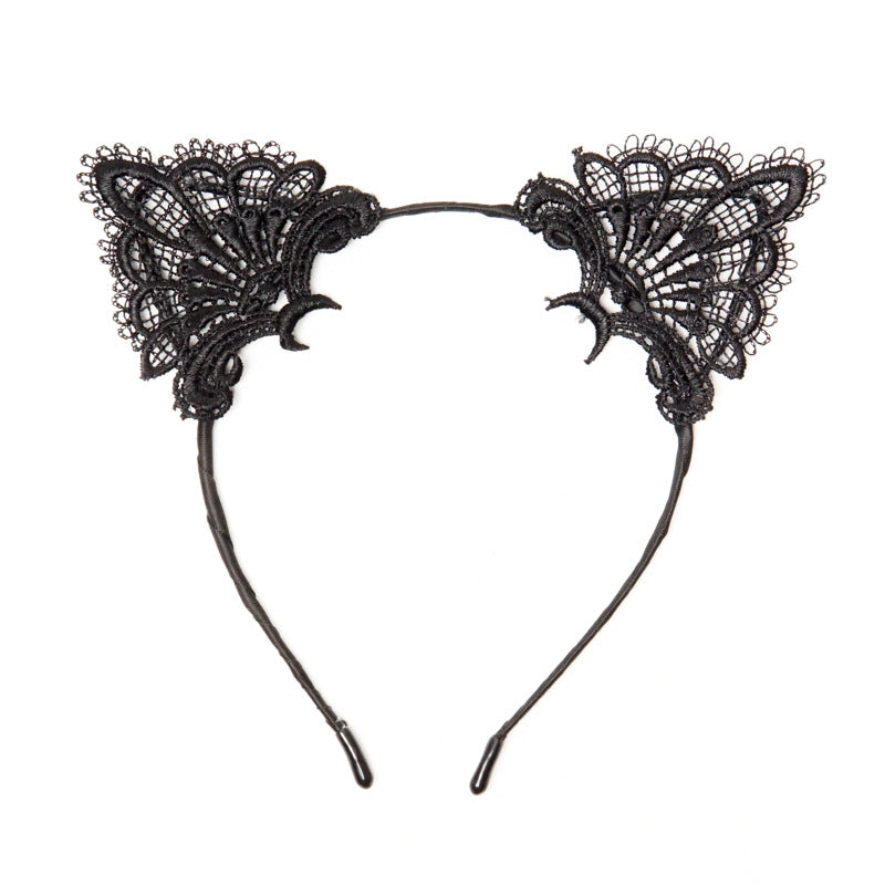 Wholesale Cute Sexy Black Lace Cat Ear Headband