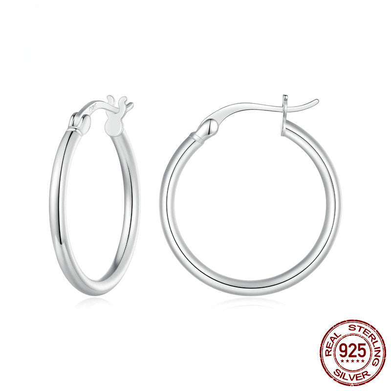 Wholesale 925 Sterling Silver Platinum Plated Simple Plain Hoop Earrings