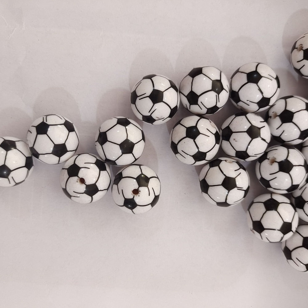 Wholesale 5pcs 20MM Football Printed Beads