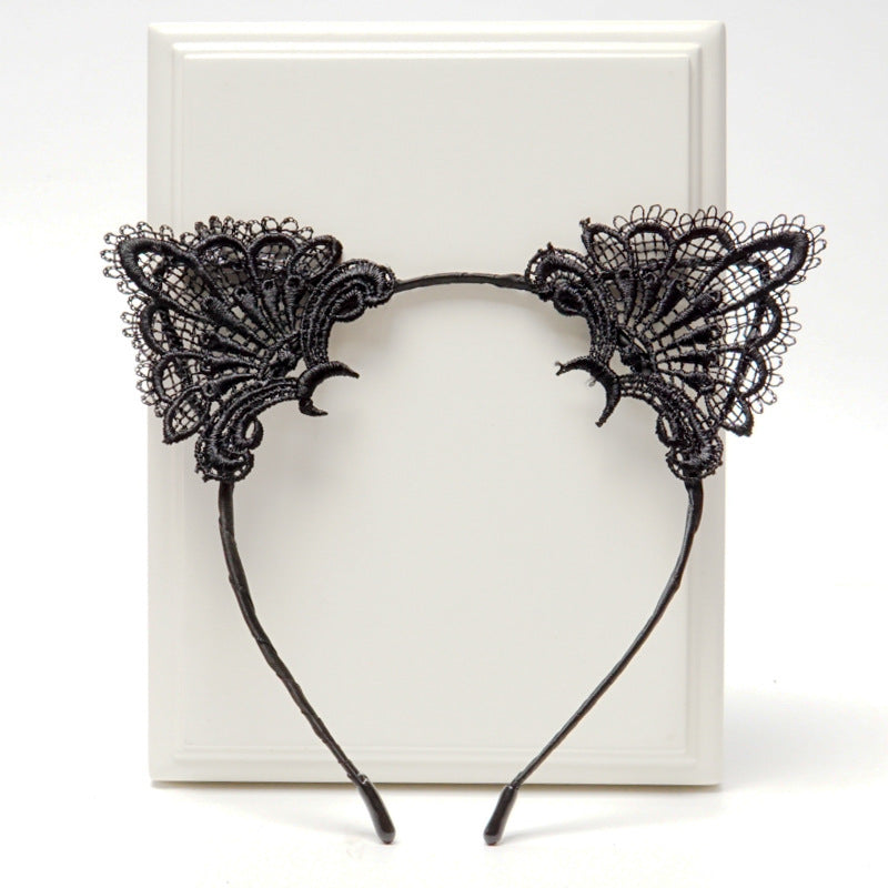 Wholesale Cute Sexy Black Lace Cat Ear Headband