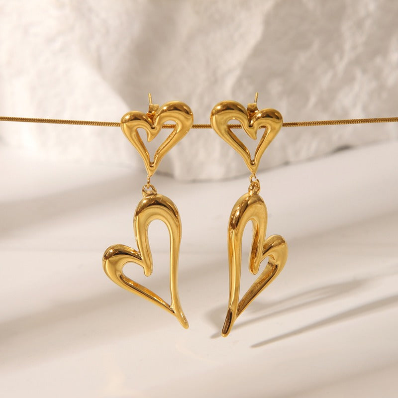 Wholesale Fashion Titanium Steel Simple Love Autumn and Winter High-grade Stainless Steel Earrings