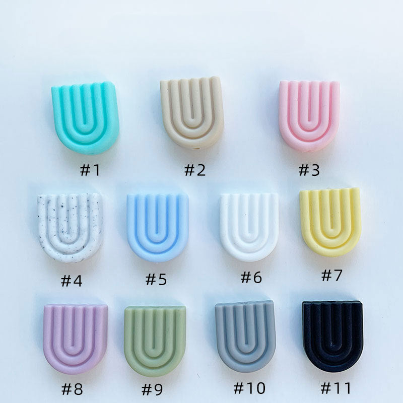 Wholesale Creative DIY Perforated Rainbow Silicone Mother and Baby Teether Accessories Beads