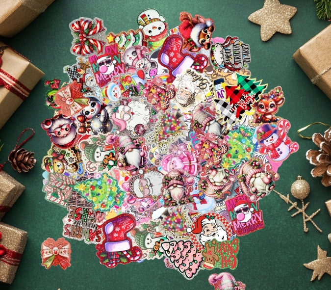 Wholesale Random 30pcs Christmas Acrylic FlatBacks for Badge Reels Keychains