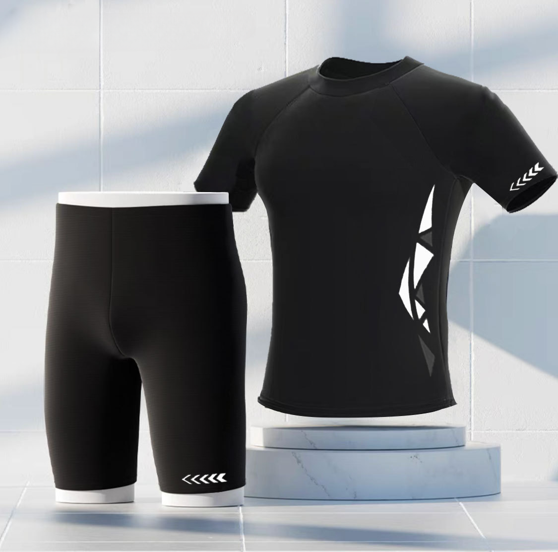 Pantalones de cinco puntos de manga corta para mujeres divididas divididas para trajes solares delgados de secado rápido