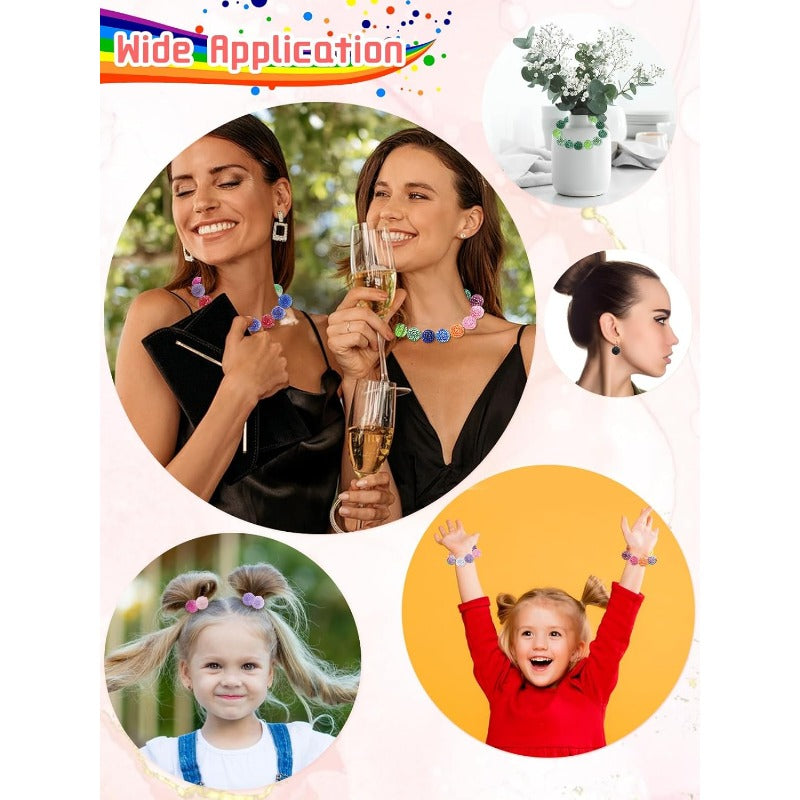 Wholesale Kalolary 50PCS Pave Disco Ball Beads, 20mm Resin Rhinestone Loose Beads Round Crystal Sparkly Beads Sparkly Bubblegum Beads Chunky Round Beads for Jewelry Making DIY Craft Supplies (Multicolor)