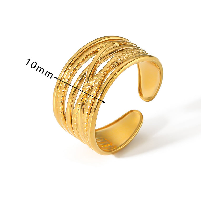Wholesale Irregular Titanium Steel Plated 18K Gold Ring