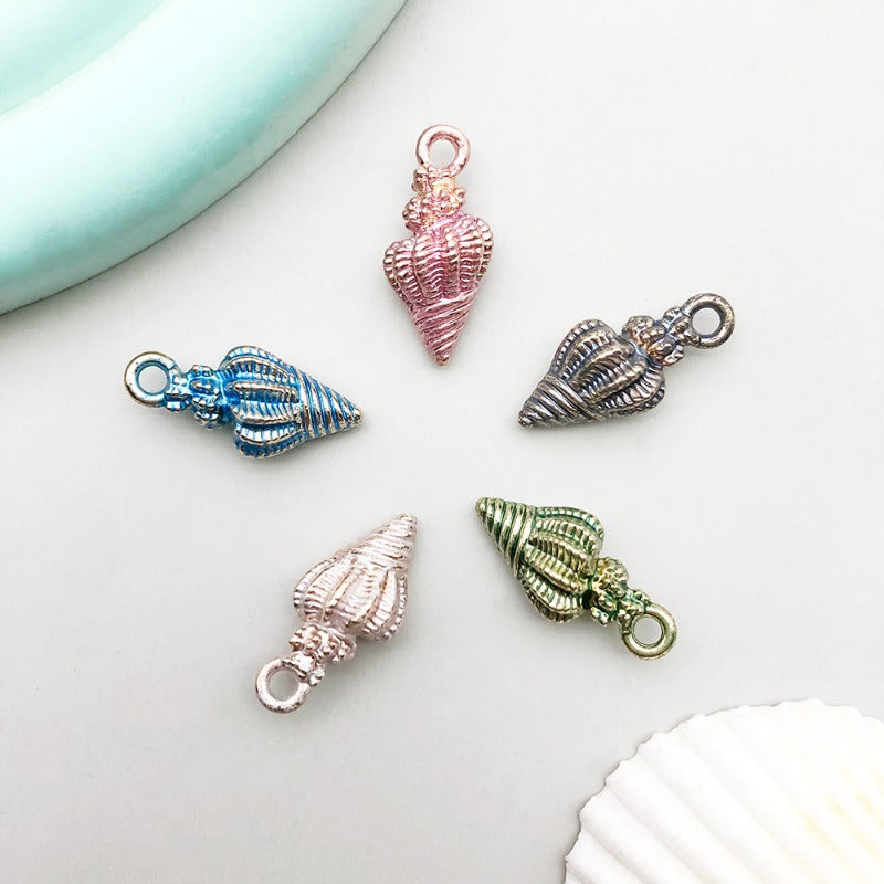 Wholesale 1 New Colored Drip Oil Alloy Simulation Shell Starfish Series DIY Pendant