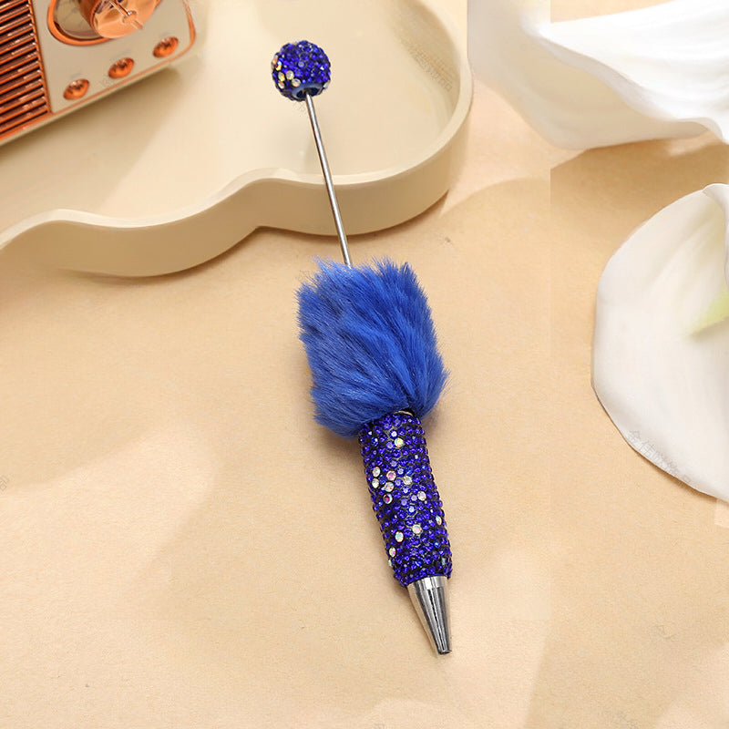 Wholesale Beadable Pens Creative Diy Cute Plush Ball Diamond Ballpoint Pen