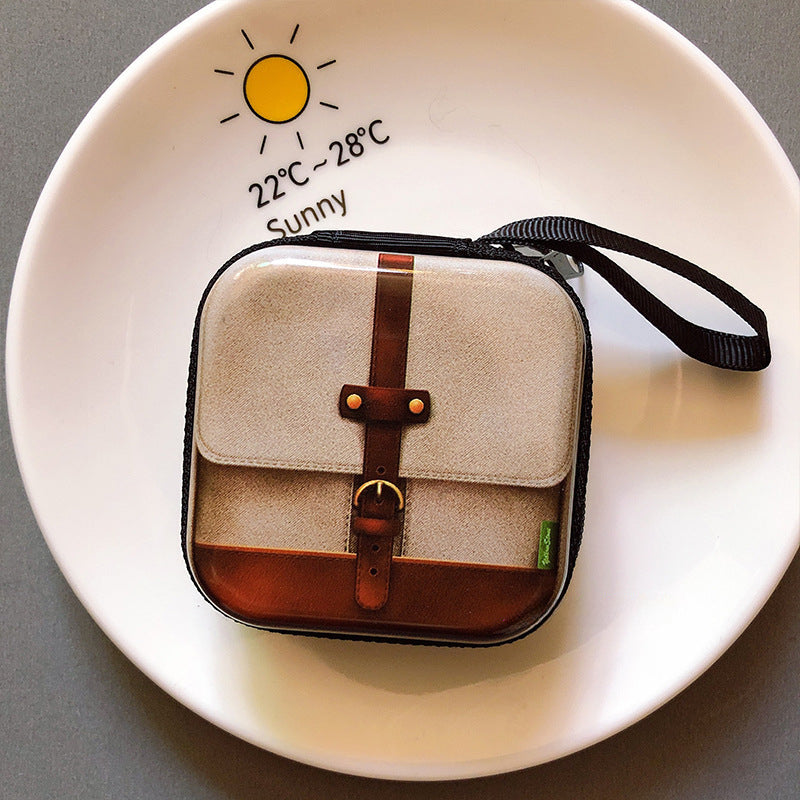 Wholesale Cartoon Retro Record Tape Tinplate Earphone Case