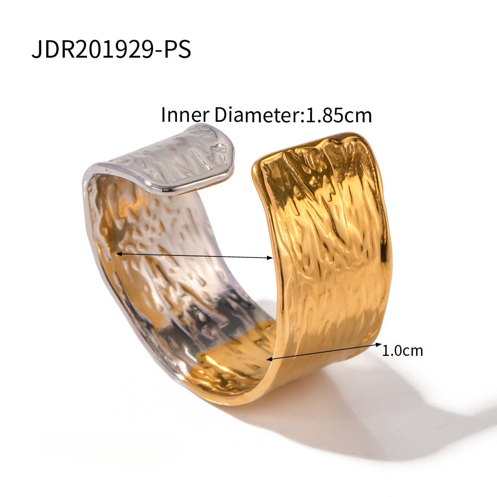 Wholesale Stainless Steel 18K Gold Plated Wrinkle Adjustable Ring