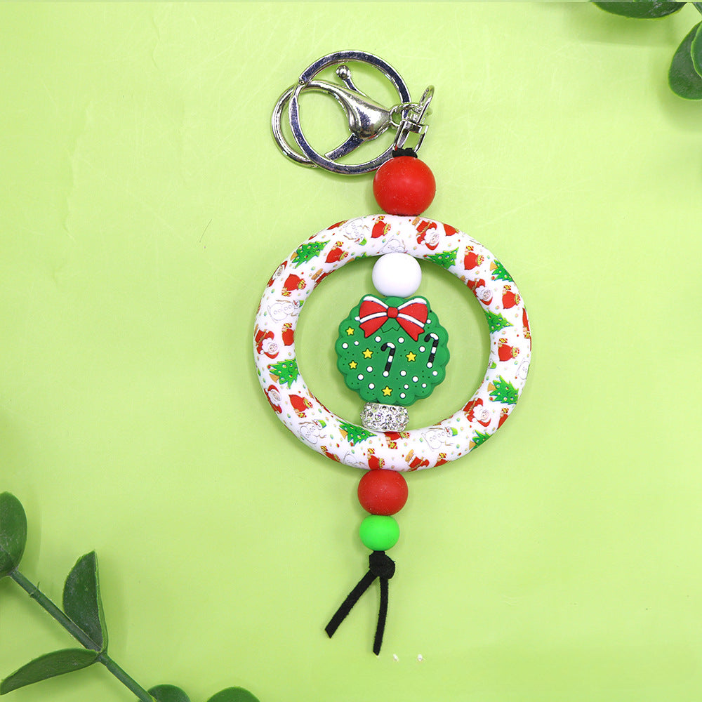 Wholesale Christmas Silicone Bead Keychain