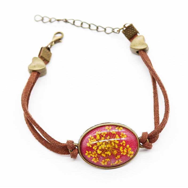 Wholesale 12pcs Resin Dried Flower Plant Specimen Vintage Star Bracelet