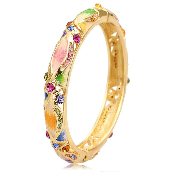 Wholesale Hollow Enamel Gold-plated  Wide Korean Retro Bracelet