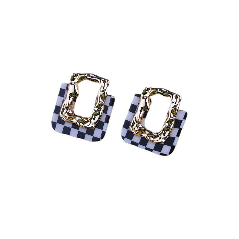 Wholesale Leopard Checkerboard Acrylic Earrings
