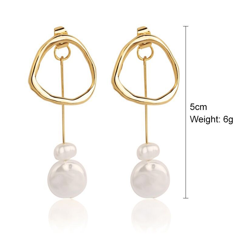 Wholesale Baroque-style long earrings with irregular pearls