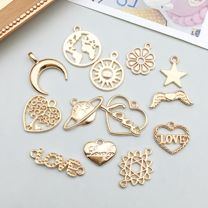 Wholesale 1 KC Gold Alloy Simulation Heart Letter Series DIY Pendant