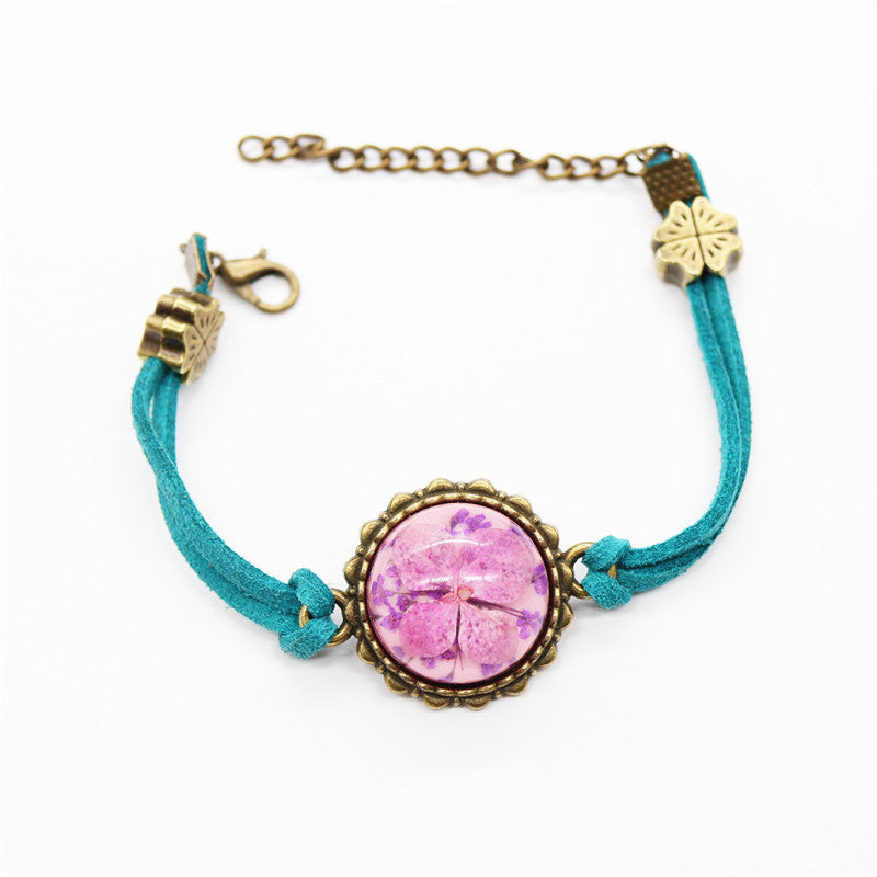 Wholesale 12pcs Epoxy Resin Vintage Dried Flower Luminous Bracelet