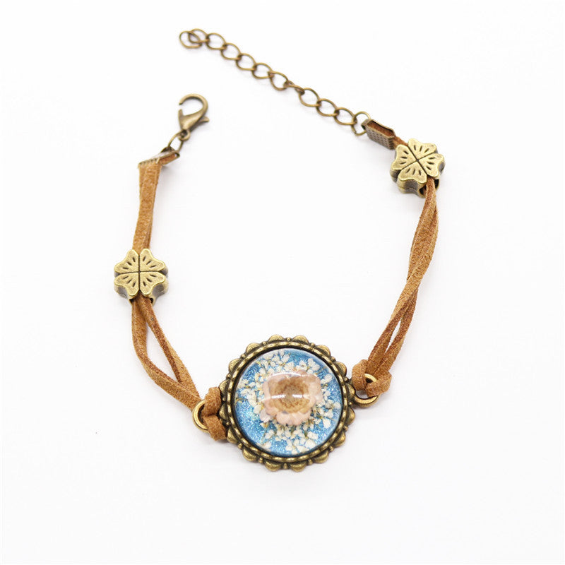 Wholesale 12pcs Epoxy Resin Vintage Dried Flower Luminous Bracelet