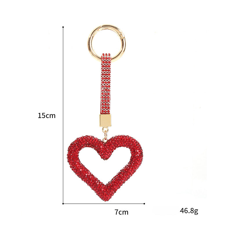 Wholesale Hollow Diamond Heart Key Chain
