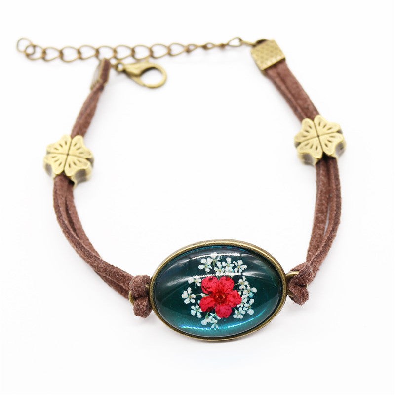 Wholesale 12pcs Resin Dried Flower Plant Specimen Vintage Star Bracelet