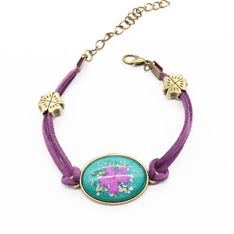 Wholesale 12pcs Resin Dried Flower Plant Specimen Vintage Star Bracelet