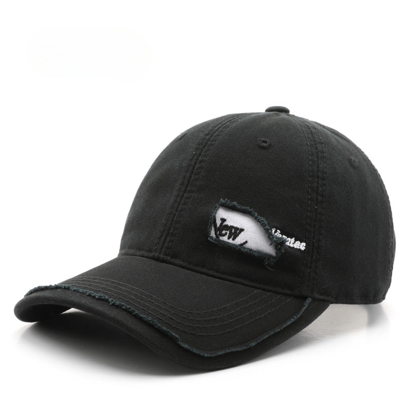 Wholesale Cotton Ripped Solid Color Letter Embroidered Baseball Cap