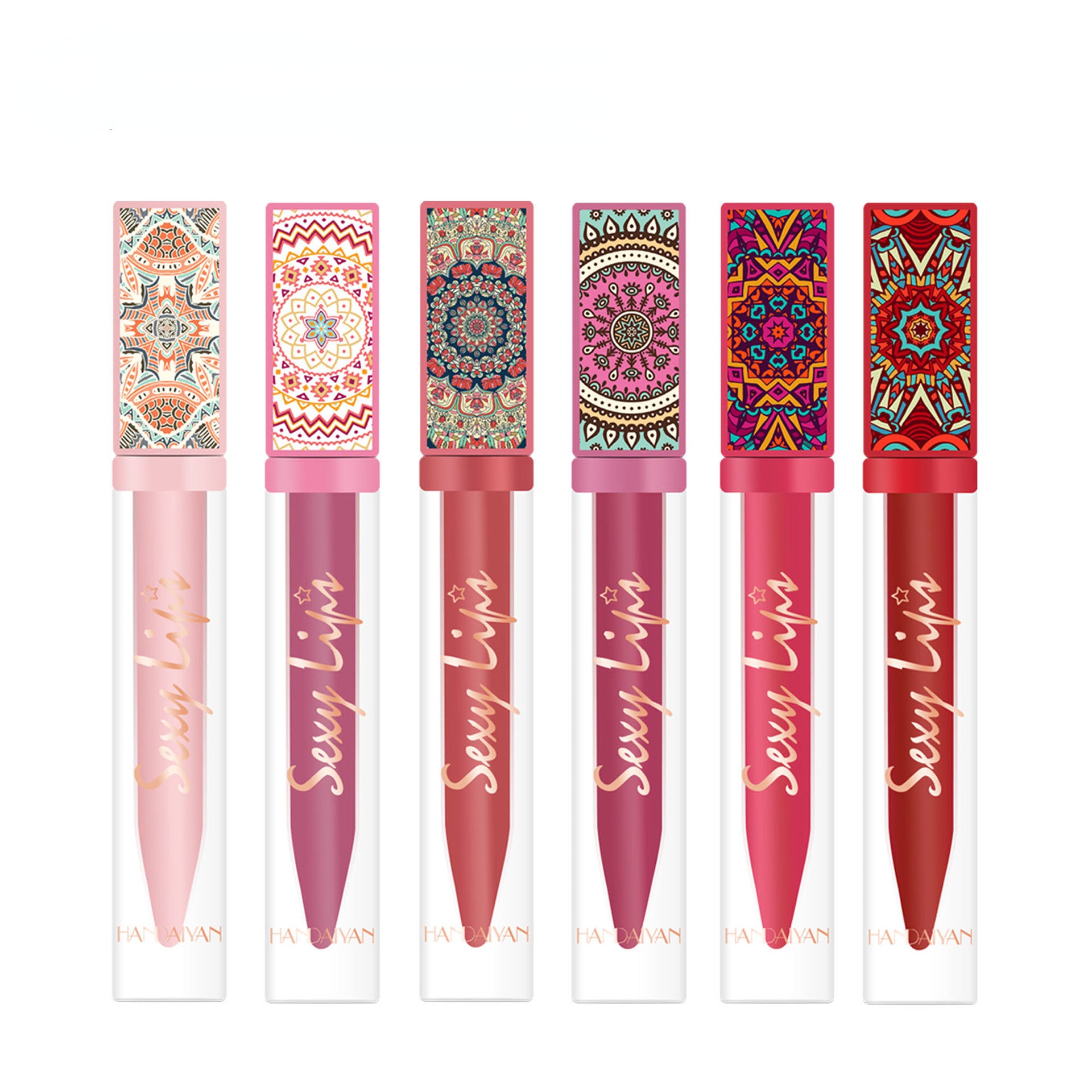 Wholesale 6-color Bohemian Lipstick Set with Durable Waterproof Non Stick Cup Matte Lip Gloss Lip Gloss
