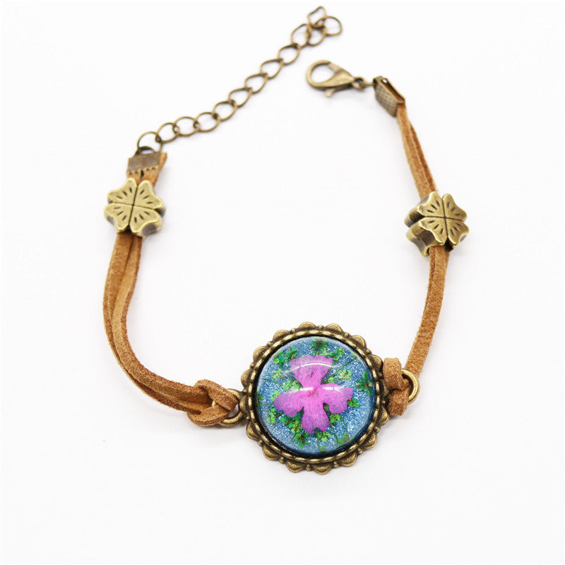 Wholesale 12pcs Epoxy Resin Vintage Dried Flower Luminous Bracelet