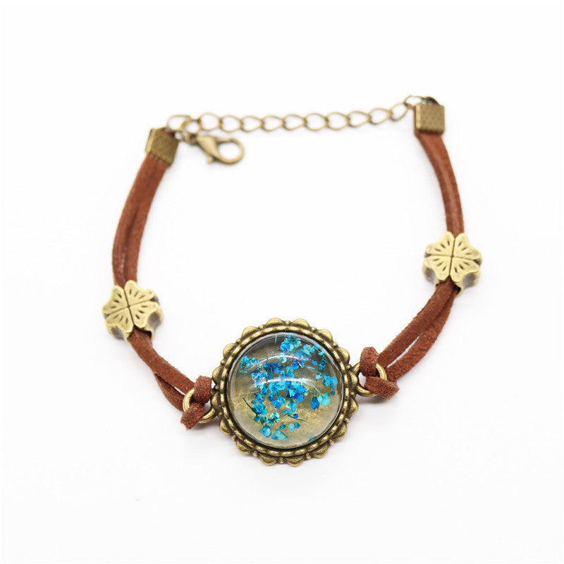 Wholesale 12pcs Epoxy Resin Vintage Dried Flower Luminous Bracelet
