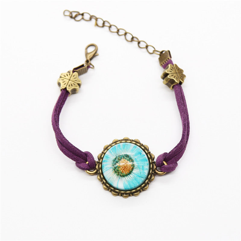 Wholesale 12pcs Epoxy Resin Vintage Dried Flower Luminous Bracelet