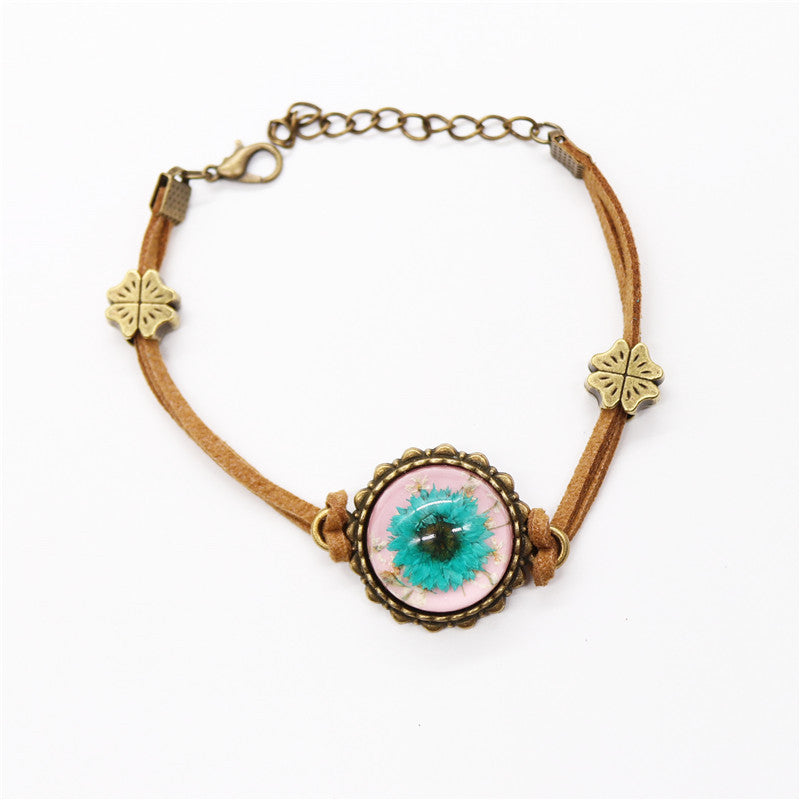 Wholesale 12pcs Epoxy Resin Vintage Dried Flower Luminous Bracelet