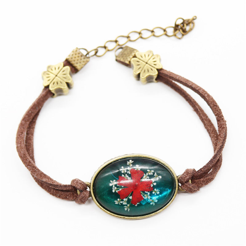 Wholesale 12pcs Resin Dried Flower Plant Specimen Vintage Star Bracelet