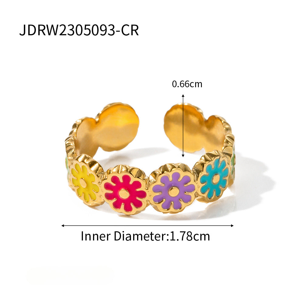 Wholesale Daisy Opening Adjustable Titanium Steel Plating Ring
