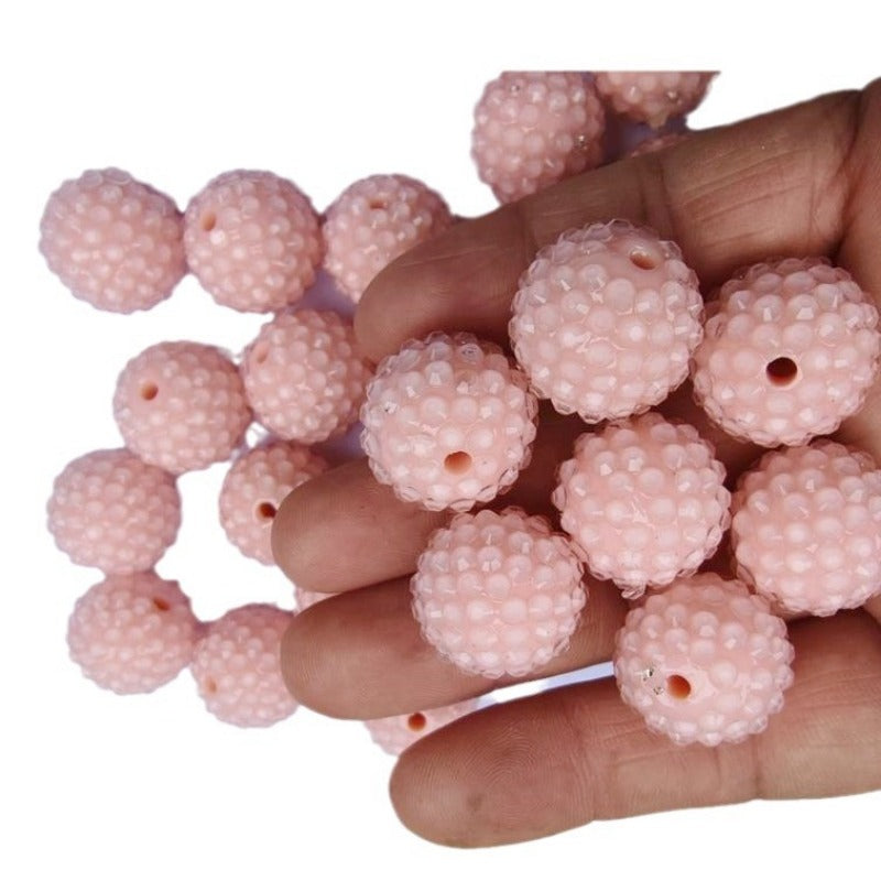 Wholesale 5pcs 10-22mm Pink Inlaid Resin Diamond Acrylic Beads