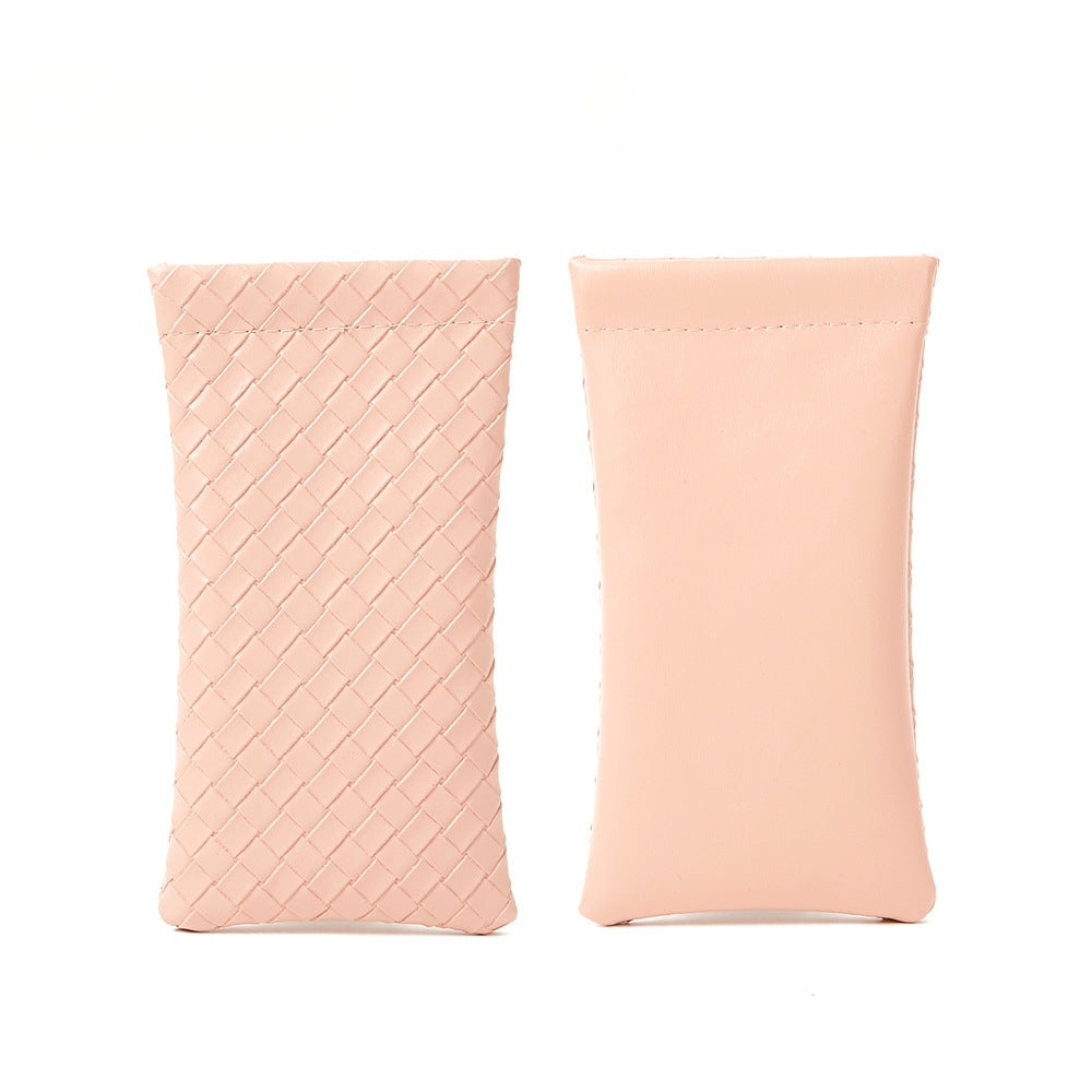 Whoelsale Solid Color Woven PVC Leather Eyewear Storage Bag