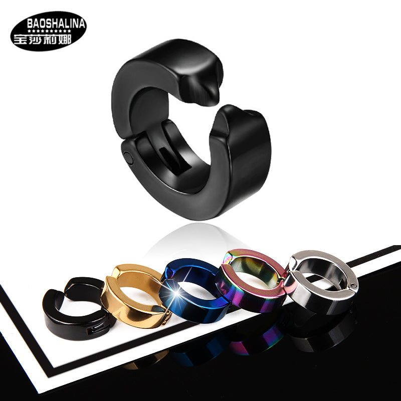 Wholesale Single Minimalist High-end Black Clip on Titanium Steel Earrings