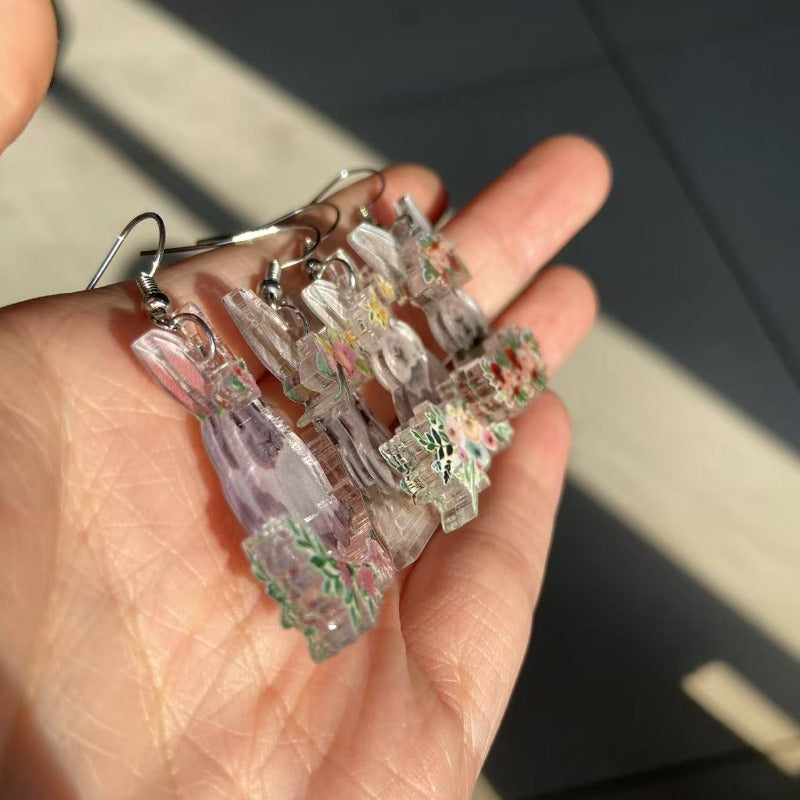 Wholesale Acrylic Double Layer Printing Cute Cartoon Animal Rabbit Easter Earrings