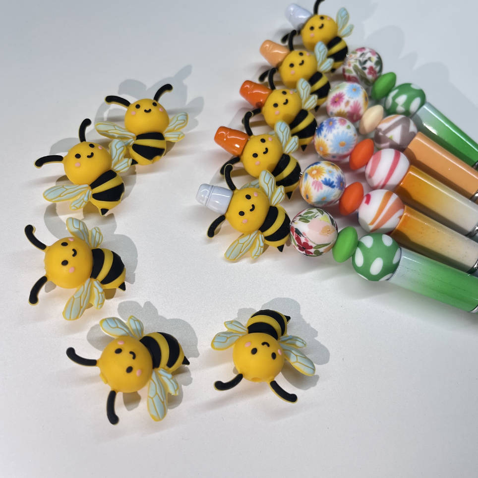 Wholesale 5pcs/pack Cute Little Bee Bead Pen Set for Gift Giving